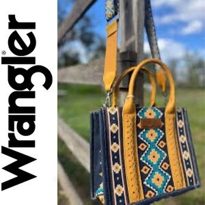 NWT WRANGLER CANVAS AZTEC CROSSBODY MINI TOTE BAG WG2203-8120SMST